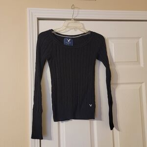Vintage American Eagle Outfitters Black Cable Knit Sweater